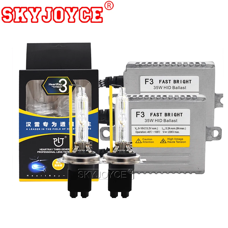 SKYJOYCE 35 Вт комплект автомобильных фар ксенон H1 4500K H7 5500K H11 6500K HB3 HB4 D2H HeartRay HID лампы DLT F3 Быстрый Яркий балласт комплект