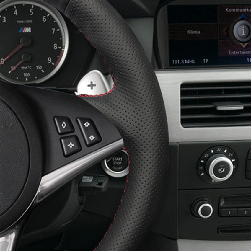 Чехол рулевого колеса автомобиля для BMW E60 530d 545i 550i E61 Touring 2005 2009 E63 E64 630i 645Ci черная