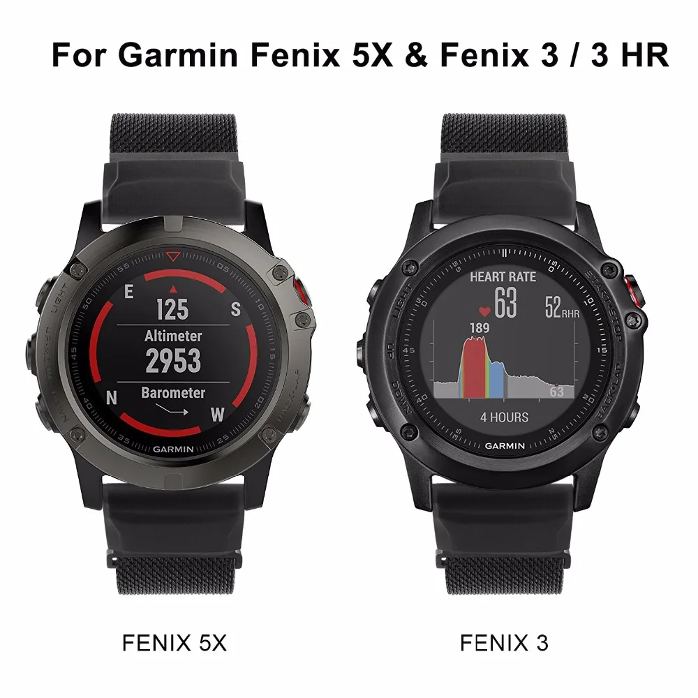 26 мм быстро и легко подходит Миланский ремешок для наручных часов Garmin Fenix 5X/5X Plus/Redmi 3/3 HR Нержавеющая сталь ремешок для наручных часов магнит Ремешок Браслет