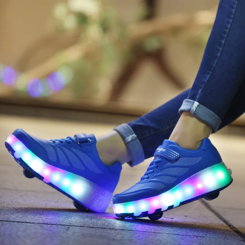 Heelys/светодиодные кроссовки с двумя колесами для мальчиков и девочек
