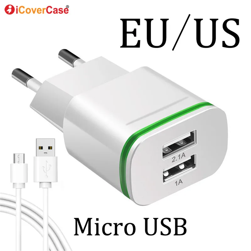 5V 2.1A EU US Plug два порта легкое зарядное устройство для Xiaomi Redmi Note 3 4 4A 4X 5 Pro 5A Plus кабель