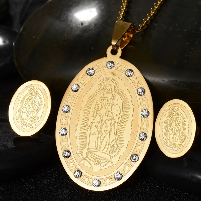 Ожерелье с овальным кулоном Nextvance Pray Virgin Mary религиозный горный хрусталь медаль