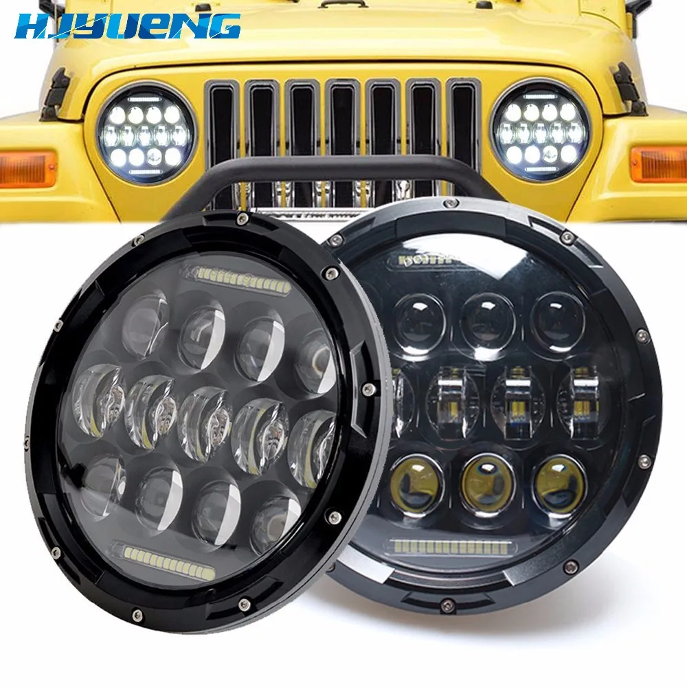HJYUENG 75 Вт 2 шт. для Jeep Wrangler JK TJ 7 дюймов Белый DRL Hi/lo луч светодиодный круглый фонарь
