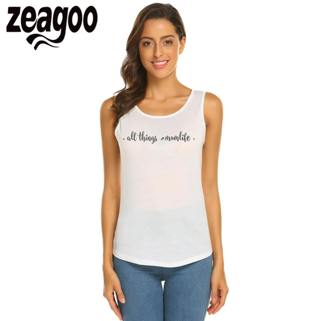 Zeagoo все Повседневное с круглым вырезом без рукавов Slim Fit Мягкая футболка Для