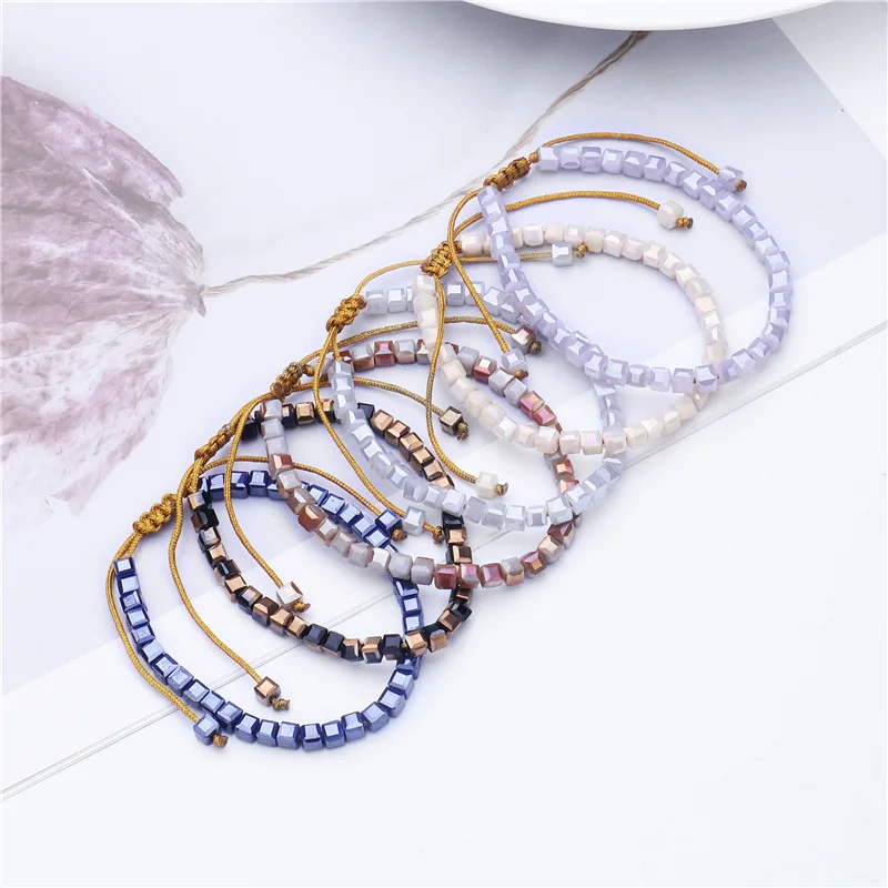 Модный квадратный Кристальный браслет Femme Charm регулируемый плетеный для женщин и