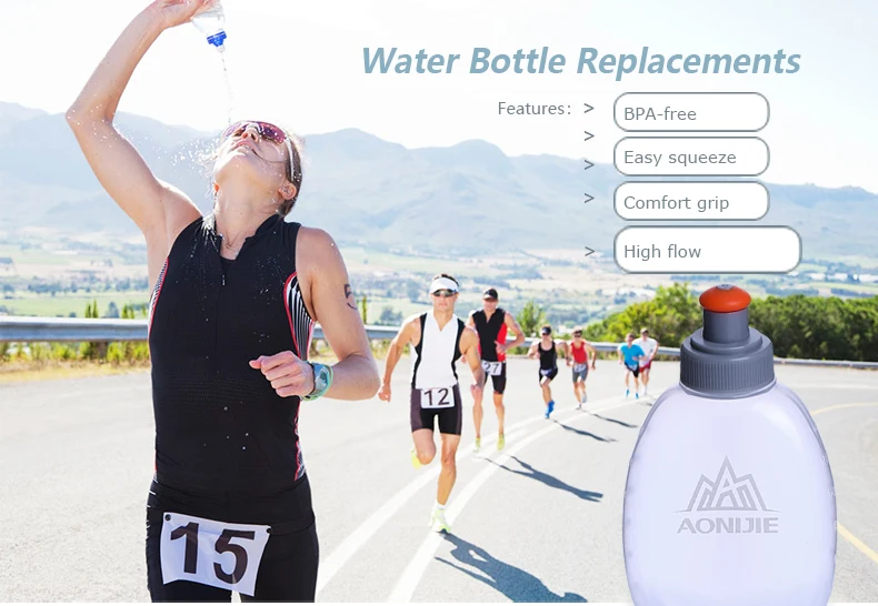 2 шт AONIJIE бутылки для воды колба контейнер для хранения BPA бесплатно для бега гидратационный пояс Рюкзак, Сумка-пояс жилет Кемпинг SD05 SD06