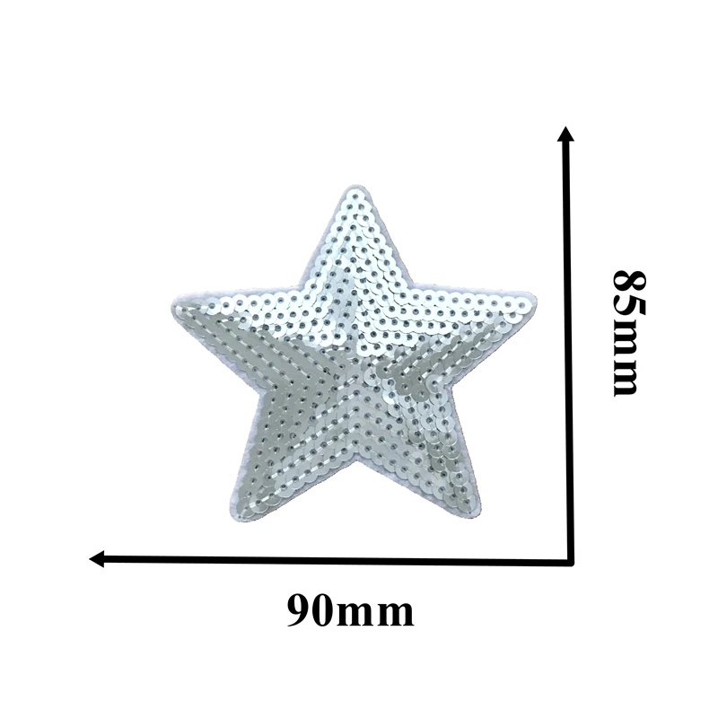 Red/Gold/Silver Star Sequined Iron on Patches for Clothes Handbags 9x8.5 cm Sequins Five-Star Embroidery Applique 10pcs/lot |