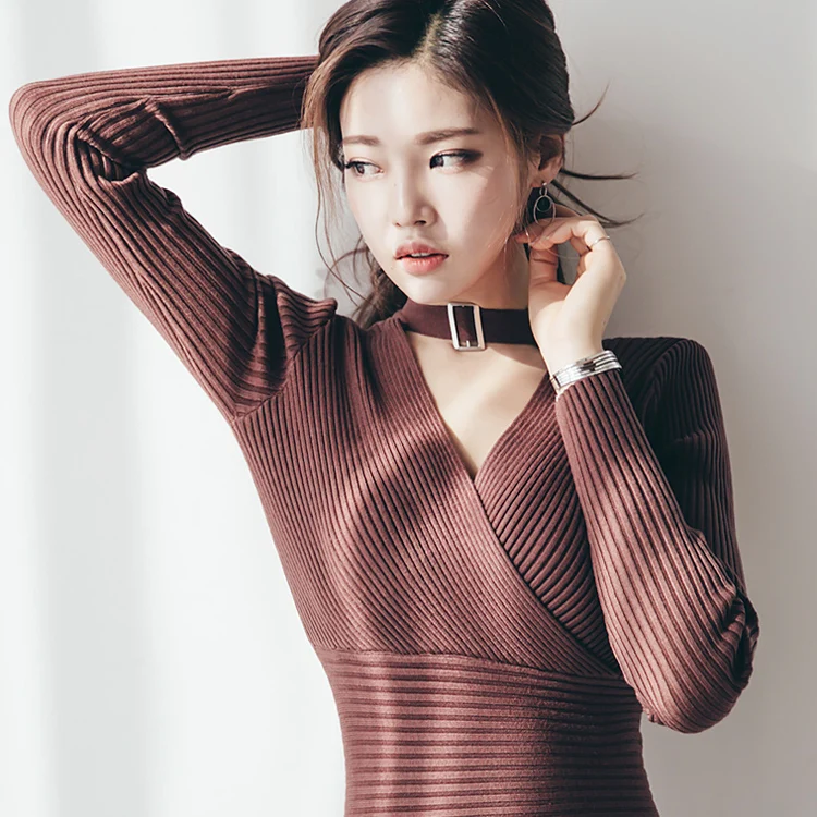 2018 зимнее платье Новая мода Винтаж пикантные Bodycon бинты Тонкий глубоким v