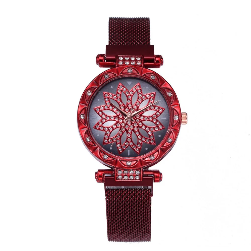 Montre Femme модные часы женские роскошные брендовые цветок из розового золота женские наручные часы для ношения с платьем магнитные сетчатые Стальные часы женские* 533