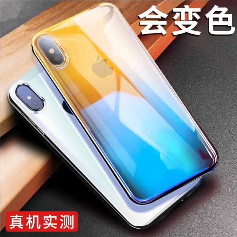 Аврора градиент глянцевый кристалл полная защита Жесткий Чехол для iphone XS max XR 6 6s