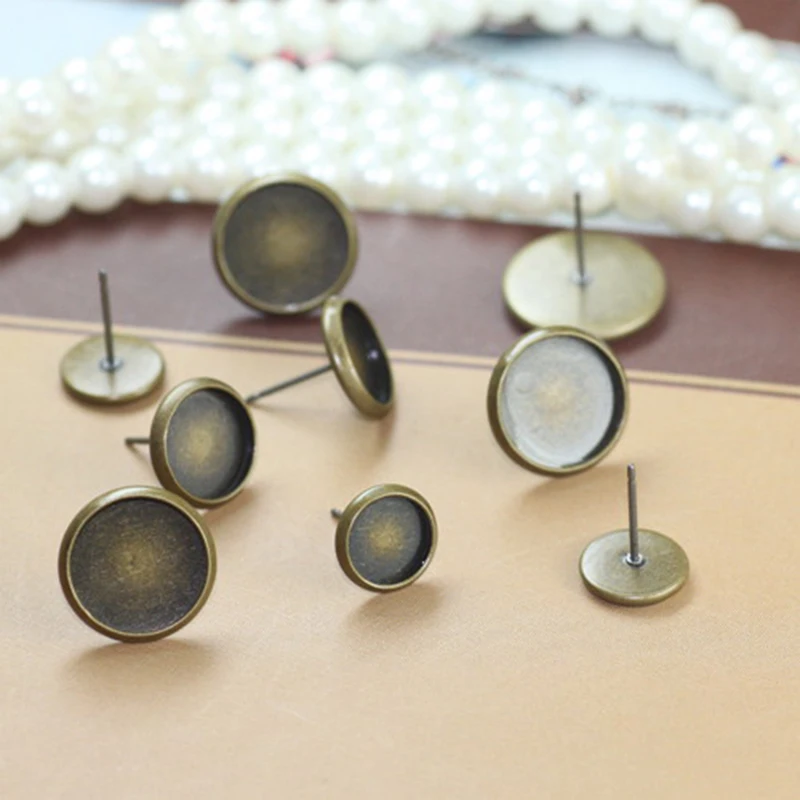

50pcs/lot Antique Bronze Earring Clips Setting Copper Earrings Clip for DIY Earrings Ear Jewelry Making Findings Wholesale
