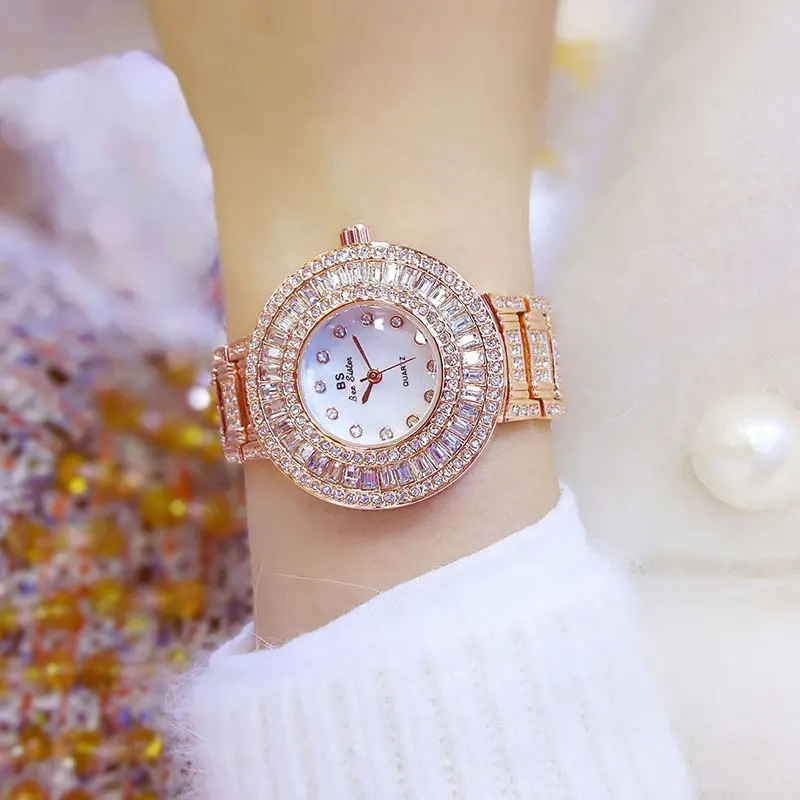 Женские кварцевые часы из нержавеющей стали роскошные золотистые наручные