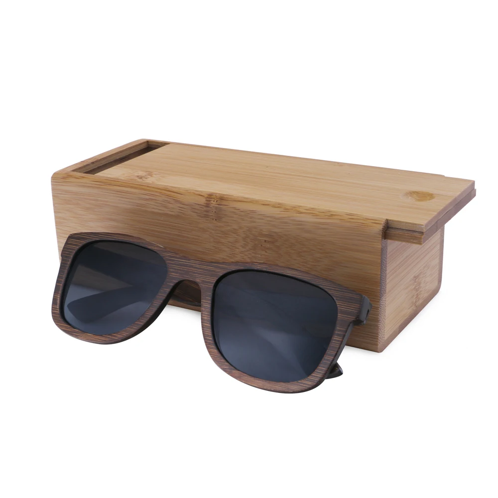 BerWer Bamboo солнцезащитные очки мужские высокого качества UV400 Защита Модные бамбуковые солнцезащитные очки женские дизайнерские очки - Цвет линз: black lens with case