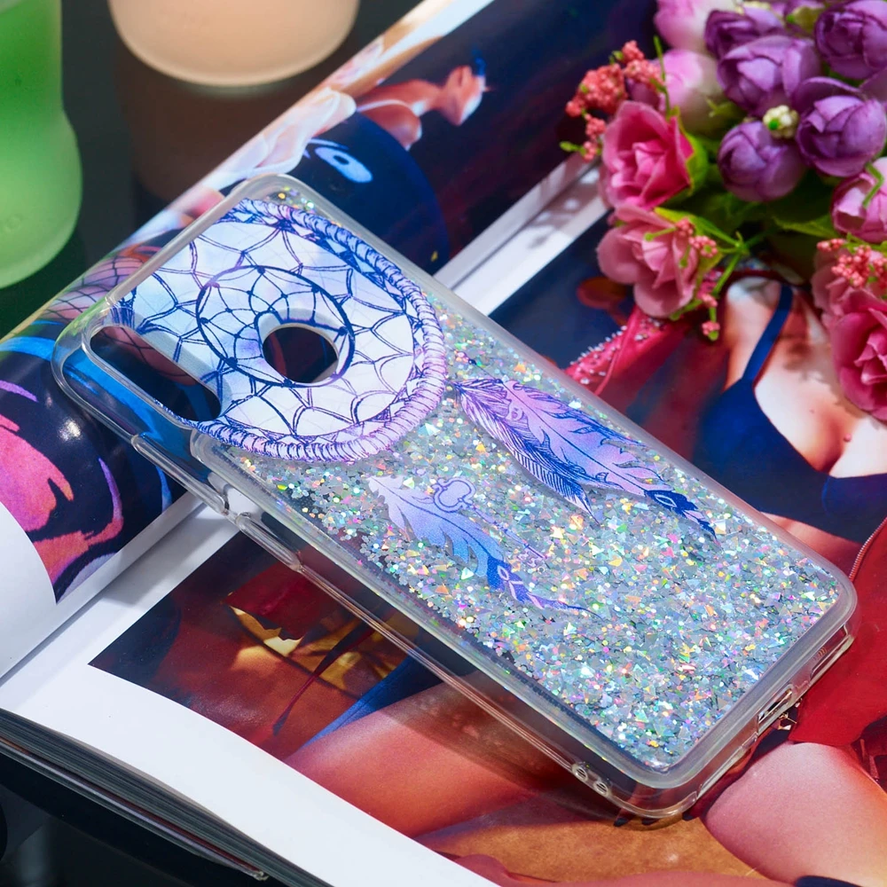 Etui huawei Y5 Y6 Y7 Y9 Prime чехол для телефона с блестящей совой динамичный жидкий зыбучий песок чехол для huawei Y5 Y6 Y7 чехол