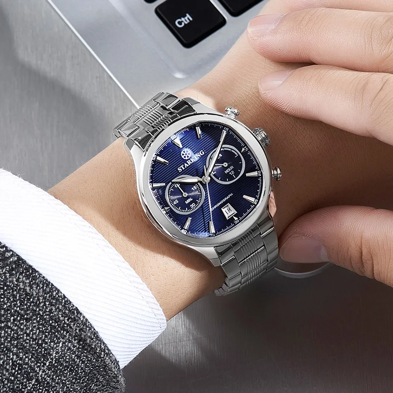 STARKING Новое поступление мужские часы с хронографом из нержавеющей стали 30 м