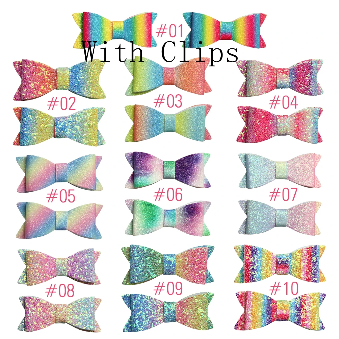 20 шт. блестящие банты для волос девочек яркие заколки с блестками блестящий