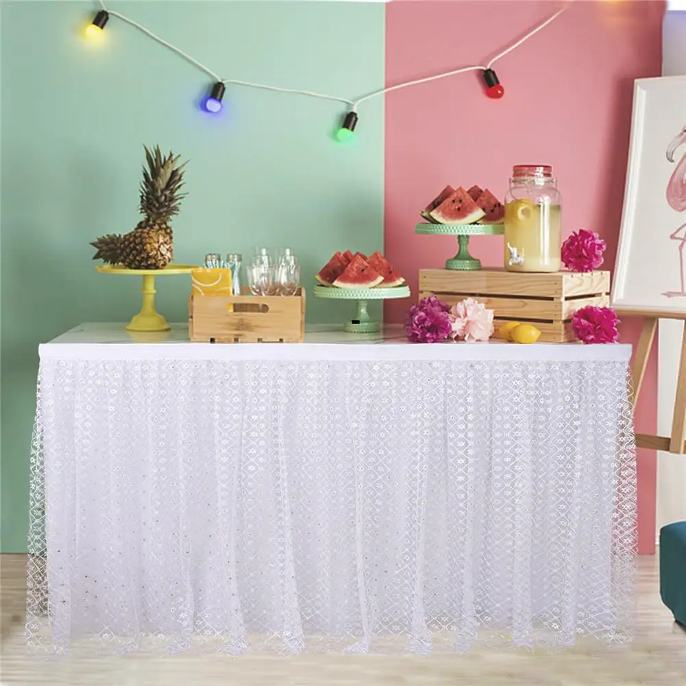 9FT сетчатая юбка для стола 275*77 см прямоугольный свадебный день рождения поднос