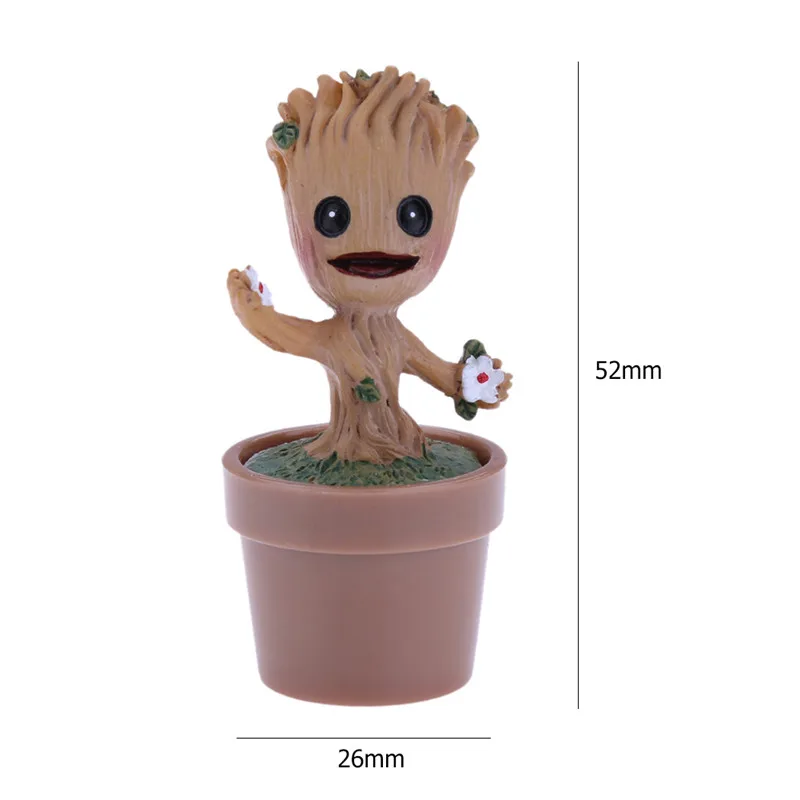 Height 52mm ПВХ Цветочный Горшок Кашпо «Грут» плантатор модель игрушки ручка горшок держатель украшение стола день рождения подарки для детей - Цвет: Height 52mm