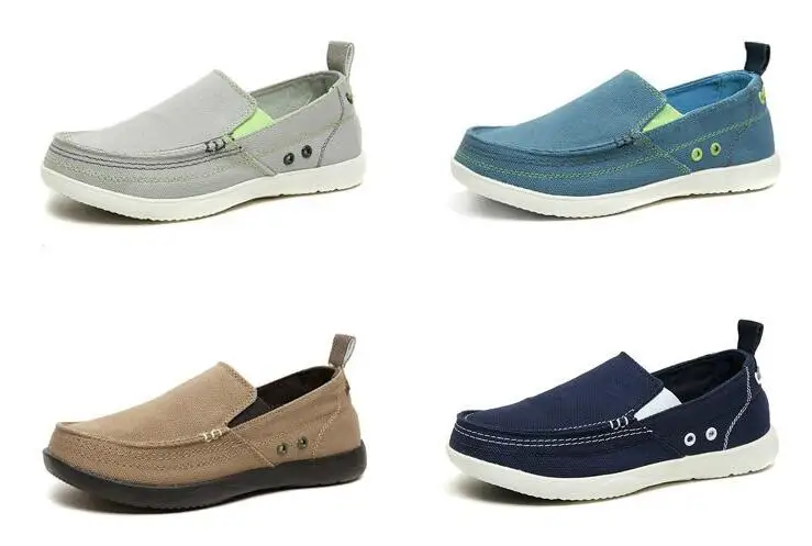 XEK Canvas Mens Loafers Fashion Handmade Moccasins Soft Casual Slip On Men's Boat Shoes Size 39~46 flats ST253 | Обувь