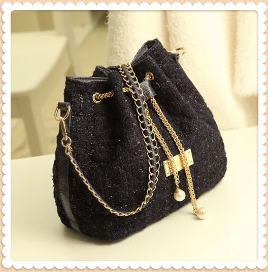 Bags Handbags Women Famous New Coarse Plaid Chain Bucket Bag One Shoulder Cross-body Handbag Tote | Багаж и сумки