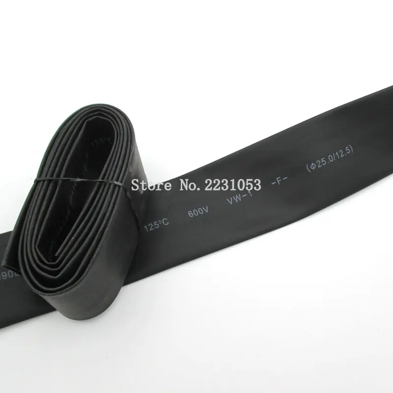 Термоусадочная трубка термоусадочная черного цвета 1 метр 25 мм | Обустройство