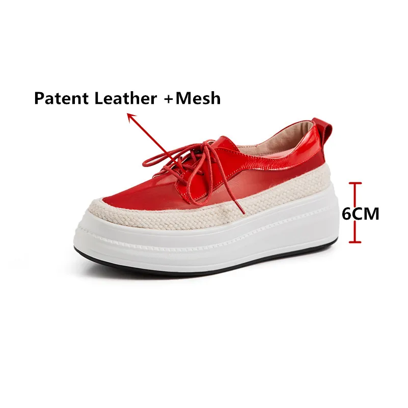 Женские туфли на плоской подошве FEDONAS весенние из лакированной кожи платформе с