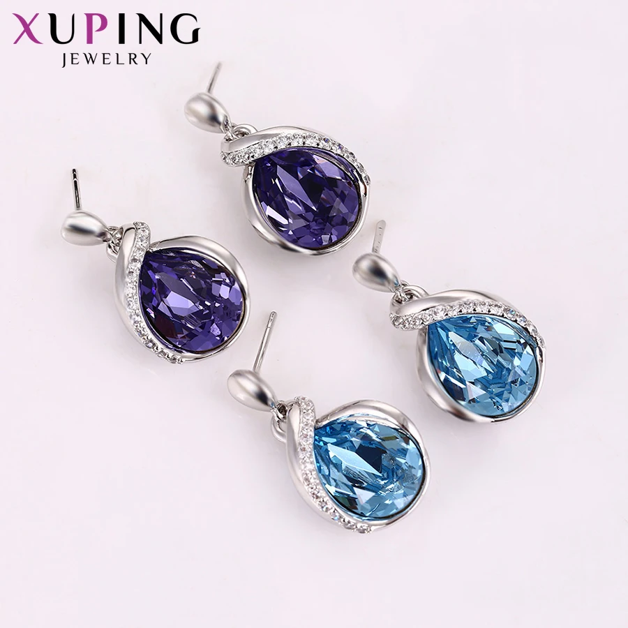 Xuping простые круглые серьги кольца темпераментные кристаллы от Swarovski Роскошные