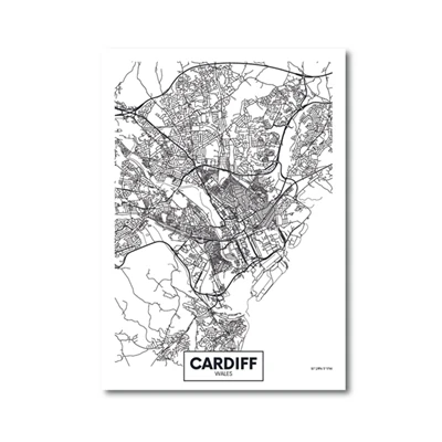 PH4377 Европа страны город Мадрид Милан Прага плакат-карта и принты Cardiff, карта на холсте для дома - Цвет: PH4377