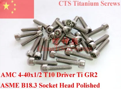 Титановый винт T10 4-40 Отвертка 4-40x4-40x4-40x4/4-40x4/40x4/16 4-40x1/2 Ti GR2 полированная |