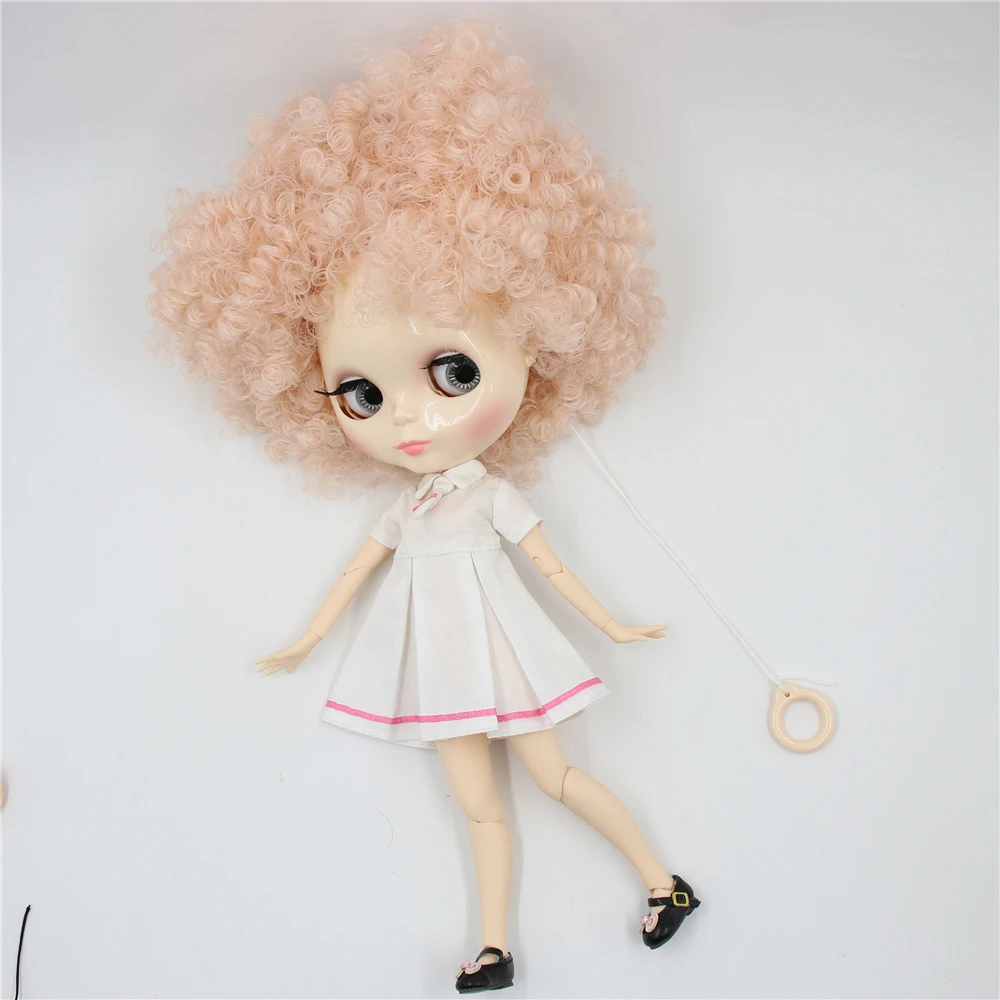 Ледяной DBS Blyth кукла 1/6 bjd белая кожа тела афро бледно розовые волосы 30 см игрушка