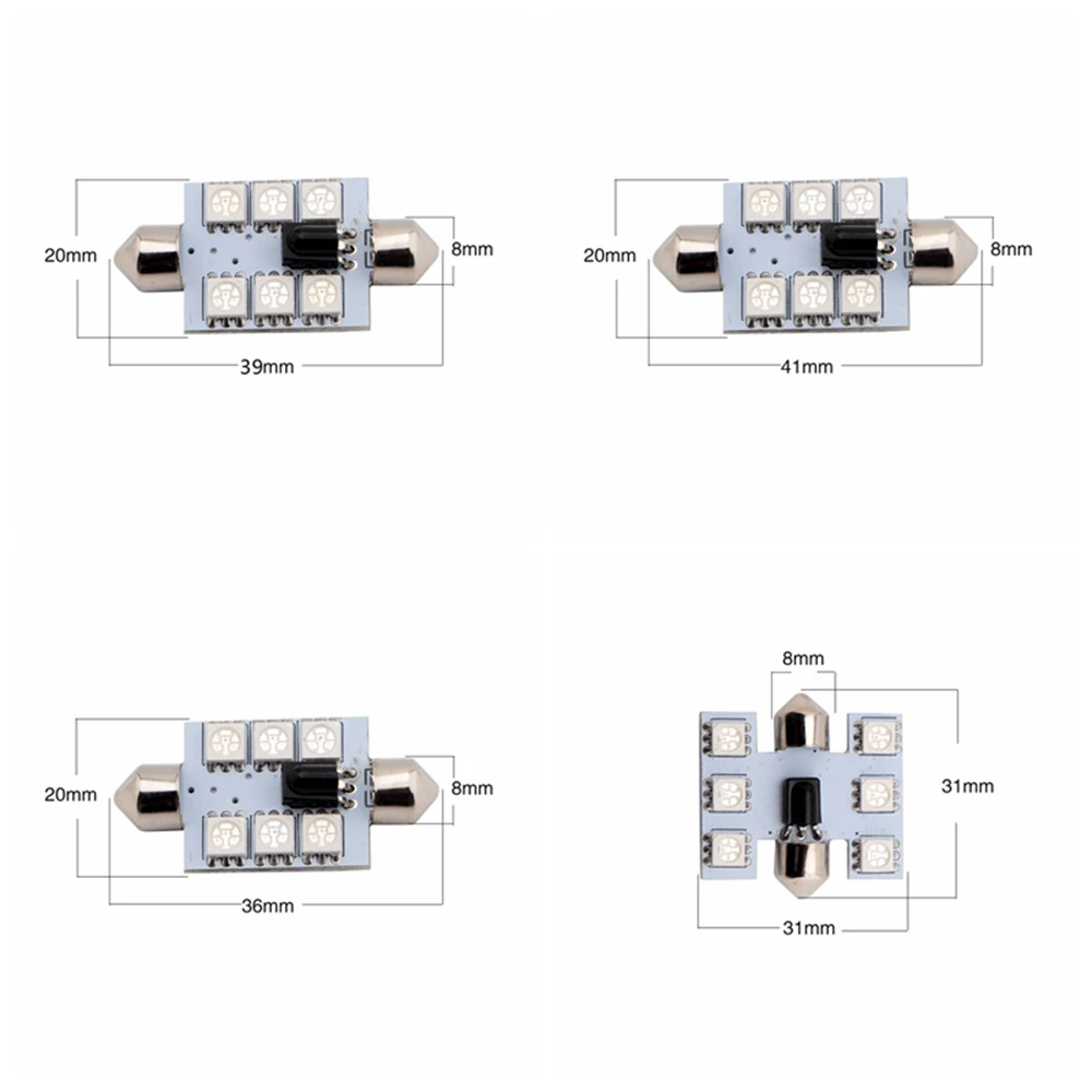 2 шт./лот RGB 31 мм 36 39 41 6SMD 5050 СВЕТОДИОДНАЯ Гирлянда купольная автомобильная лампа
