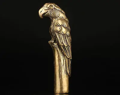 Восточная китайская коллекция ручная латунная статуя трость для попугая ручной