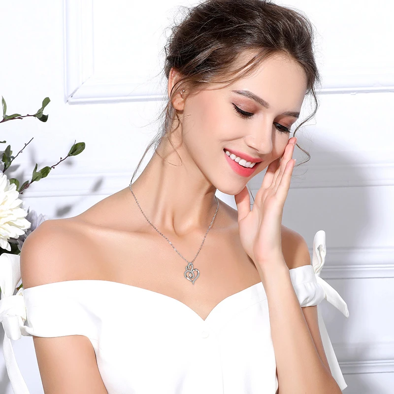 

Eudora Genuine 925 Sterling Silver Heart Pendant Necklaces for Women Girls Romantic Gift Fashion Jewelry 2020 New Style