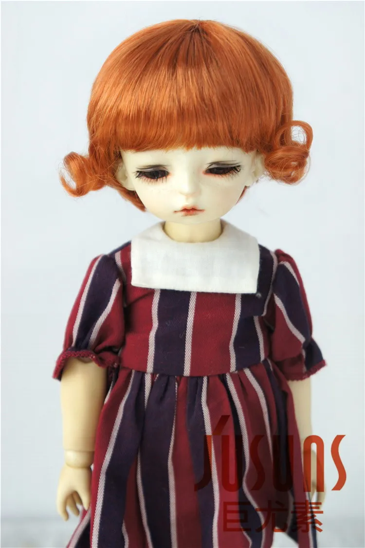 JD459 1/6 1/4 1/3 модные короткие парики BJD для YOSD MSD SD синтетический мохеровый парик Размер 6-7 дюймов 7-8 дюймов 8-9 дюймов кукольные волосы - Цвет: 6-7inch lightcarrot