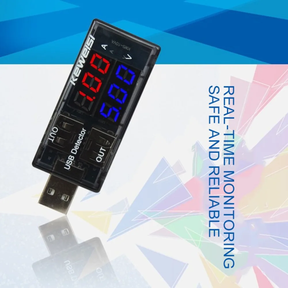 Двойной дисплей USB Тестер DC Цифровой вольтметр Индикатор напряжения тока