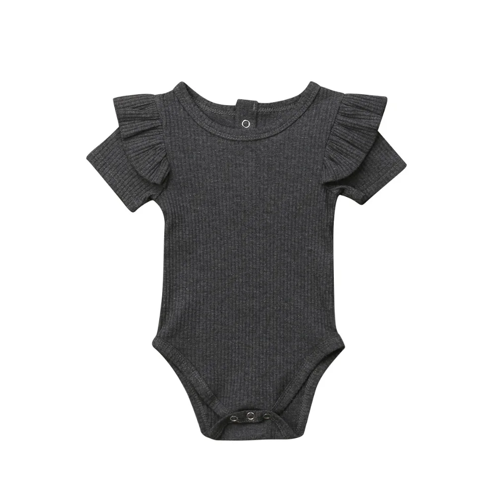 

Newborn Baby Boy Girl Solid Short Sleeve Ruffles Romper Jumpsuit Outfits Clothes 0-2T