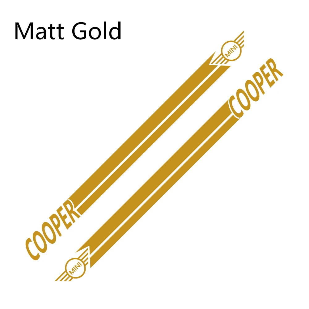Matt Gold Наклейки для автомобиля сбоку в полоску спортивный стиль наклейки для Mini Cooper R56 R57 R58 R50 R52 R53 R59 R61 R60 F60 F55 F56 F54 аксессуары - Название цвета: Matt Gold