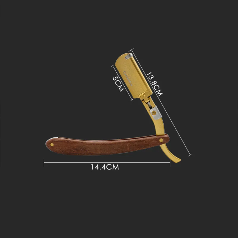 

CestoMen Zinc Alloy Metal Safety Razor Gold Classic Folding Hair Shaving Razors For Men Rosewood Handle Barber Moustache Razor