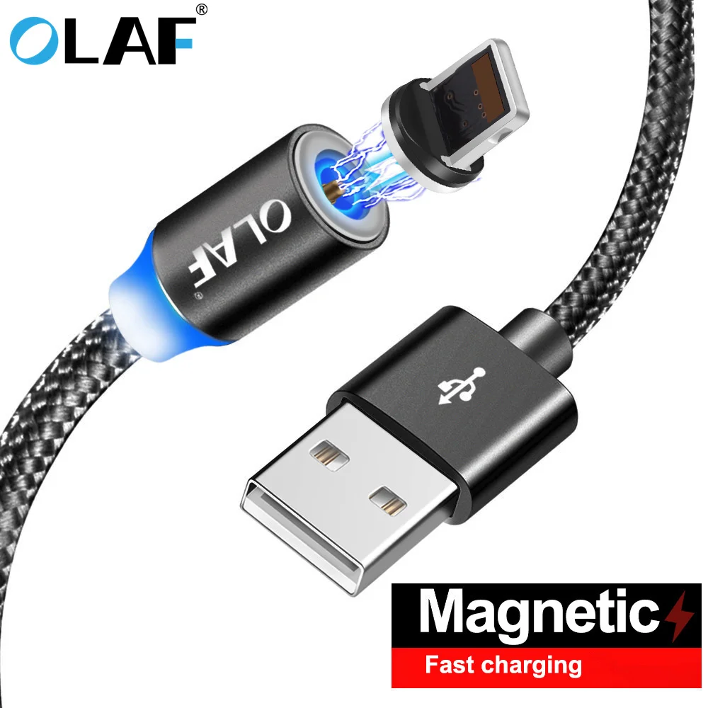 Магнитный usb-кабель OLAF 2 4 А 1 м для iphone XS Max XR X 7 8 6S 5S SE Plus USB-кабель быстрой зарядки ipad