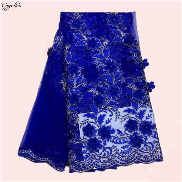 Amazing party dress cloth with 3D flower beaded french tulle lace fabric for lady KN39(5yards/lot) | Дом и сад