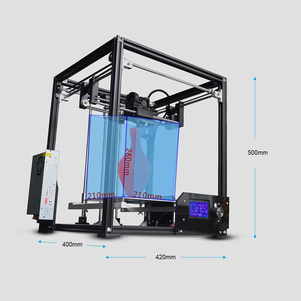Tronxy X5 DIY 3d принтер наборы Большой размер печати 210*210*280 мм LCD12864 экран Высокоточный металлический каркас