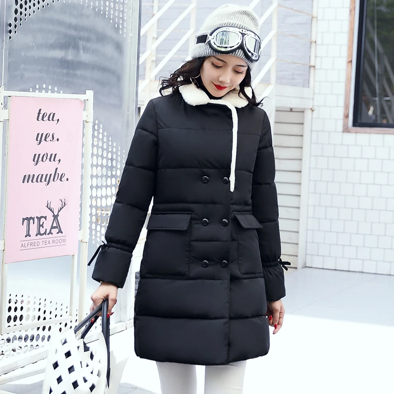 2017 fur turn down collar women winter coat female outerwear parka ladies thick warm long jacket slim jaqueta feminina | Женская одежда