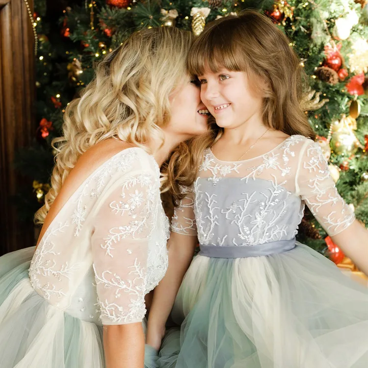 Платье для мамы и дочки одежда я лето 2019 одинаковые Семейные наряды свадебных