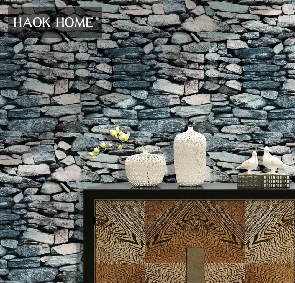 HaokHome винтажные пилинг палки камень 3d обои серый/Загар самоклеющаяся контактная