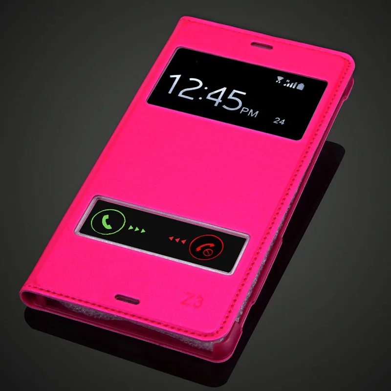 Ультратонкий кожаный чехол для Sony Xperia Z3 z3 D6603 D6653 с двумя окнами Флип чехол|case for sony