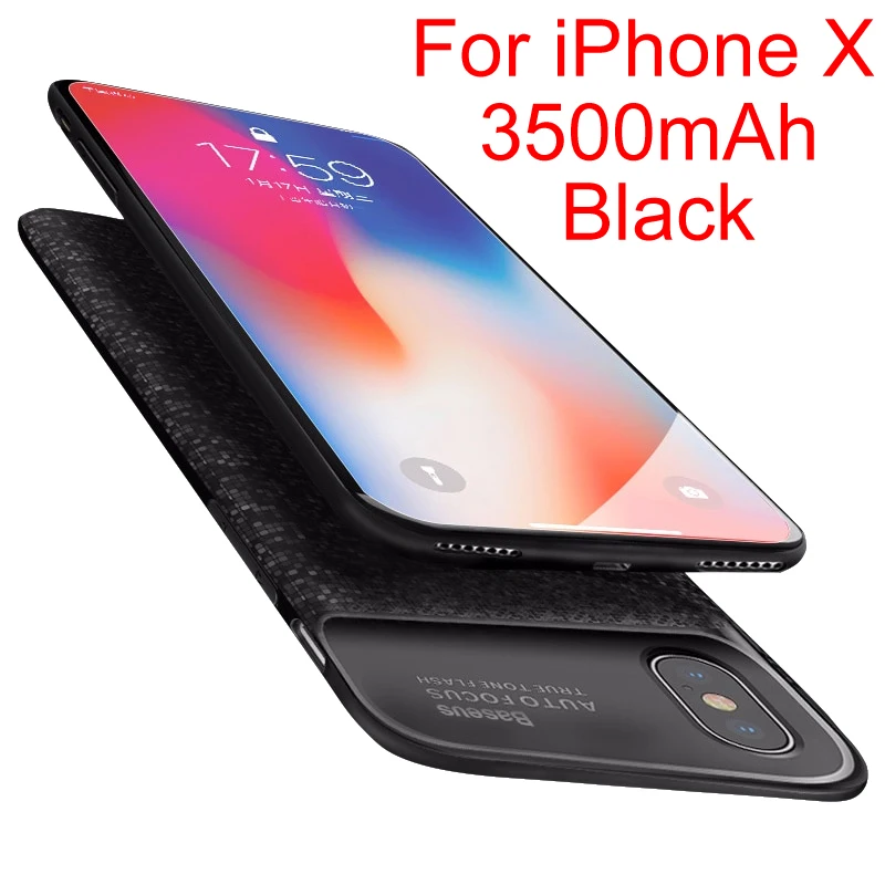 Черный Чехол для зарядного устройства Baseus для iPhone X 10, ультра тонкий внешний аккумулятор, запасная упаковка, чехол для зарядки аккумулятора для iPhone X - Цвет: Черный