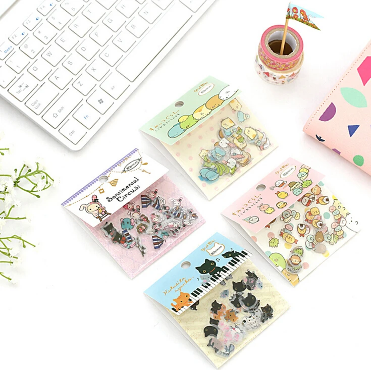 80 шт./упак. милые Sumikko Gurashi Cat Sentimental Circus наклейки дневник этикетка декоративные