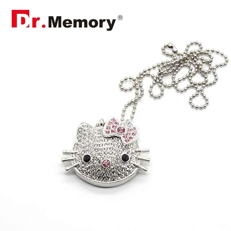 silver kitty usb С героями мультфильма «Китти Кэт»; Роскошная обувь с украшением в виде кристаллов Блестящая обувь, с металлическим украшением Usb флэш-накопитель 2,0 флеш-накопитель 32 Гб USB флешки 4 ГБ 8 ГБ 16 г мини флеш-накопитель Цепочки и ожерелья - Цвет: silver kitty usb