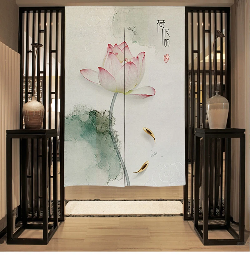 1PCS Ink Painting Chinese Japan Style Door Curtains Decorative Door Curtains Home Decor Kitchen Door Curtains RodPocket HM019#30