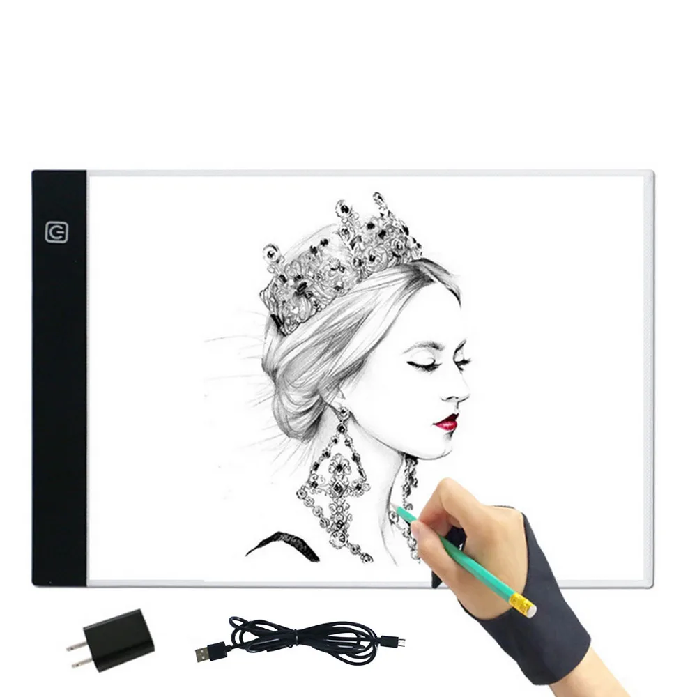 Ультратонкий портативный USB Лайтбокс Elisona A4 со светодиодной подсветкой доска для